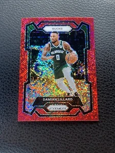 2023-24 PANINI PRIZM BASKETBALL DAMIAN LILLARD RED SPARKLE BUCKS #35 - Picture 1 of 2