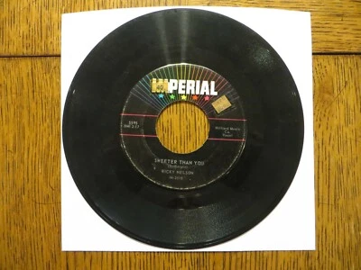 Ricky Nelson – Sweeter Than You - 1959 - Imperial 5595 7" Single G+/Generic - Image 1 of 2