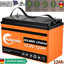 Kusroie LiFePO4 Akku 12V 12Ah Lithium Batterie für Solaranlage Reservestrom Boot