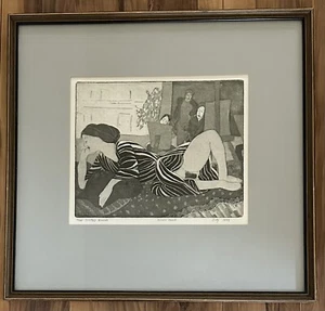Der gestreifte Kimono von Marcia Clay - Artist Proof Radierung einer Frau - Bild 1 von 2