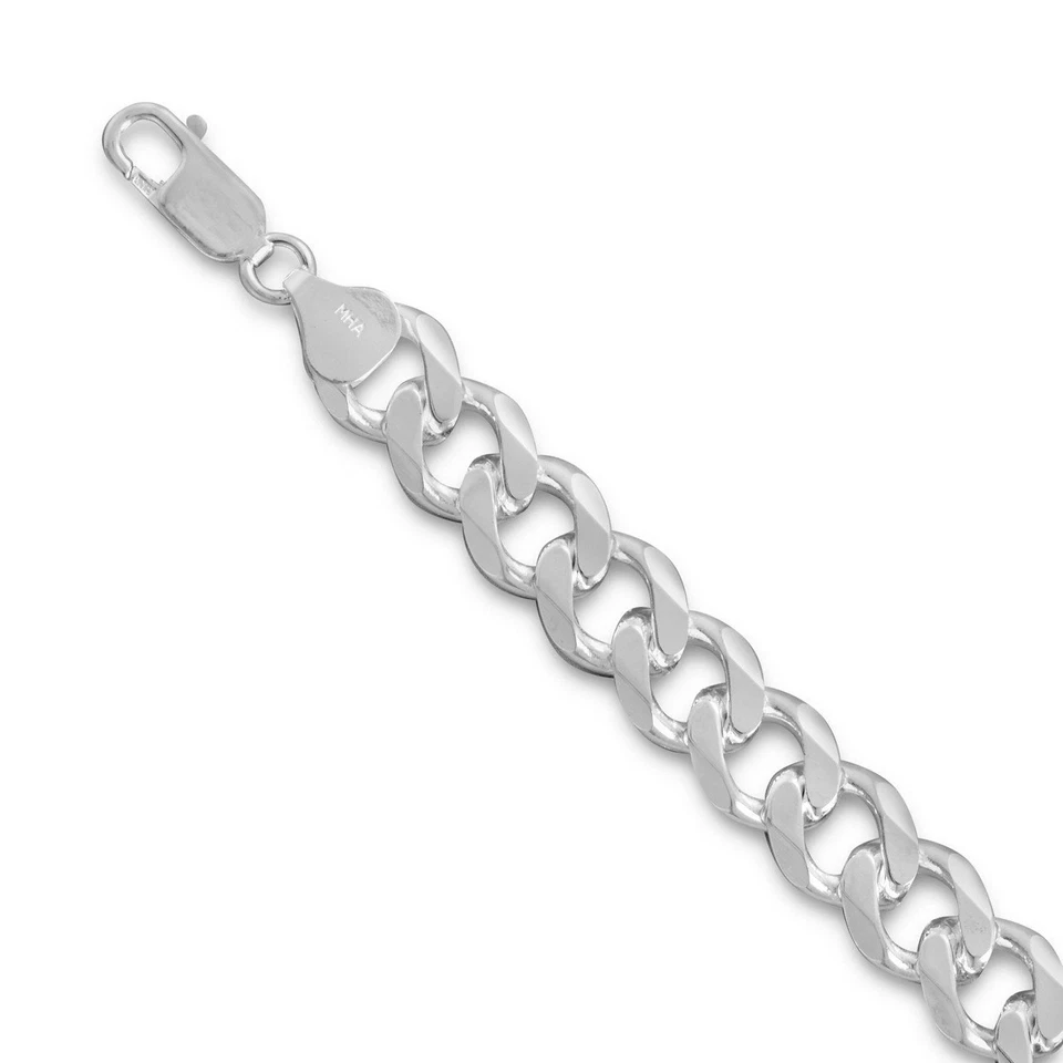 Beveled Curb Chain Necklace 8mm Wide Sterling Silver Foto 1 de 1