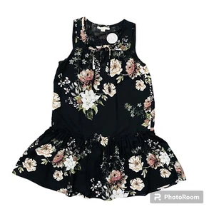 c & e Dress Small Round-Neck Sleeveless Pullover Lined Gathered Hem Keyhole - Picture 1 of 13