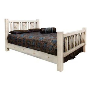 Montana Woodworks Homestead Wood California King Bed with Wolf Design in Natural - Picture 1 of 4
