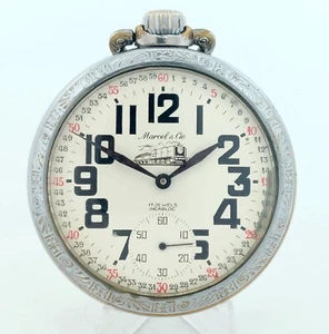 Vintage Marcel & Cie Swiss Mechanical Pocket Watch 50mm Locomotive Pattern Runs - Picture 1 of 11