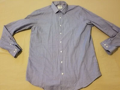 Рубашка мужская Ben Sherman Dress 17 34 35 сшитая на заказ узкая синяя на пуговицах хлопок - Изображение 1 из 4