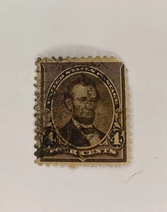 Lincoln U.S. 254 brown 4 cent stamp 1894 used HR M294 - Picture 1 of 2