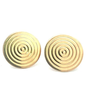 Schweres Vintage 14kt Massivgold Manschettenknöpfe Set Runde Kreise 15,3 Gramm - Bild 1 von 5