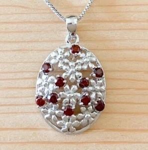 0.60ctw GENUINE GARNET STONE STERLING SILVER PENDANT NECKLACE NEW!! - Picture 1 of 1