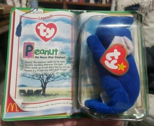 TY PEANUT The Royal Blue Elephant 1995 McDonalds Beanie Baby RARE RETIRED Sealed - Picture 1 of 8
