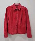 Coldwater Creek Leather Suede Jacket Long Sleeve Snap Front Sz L Red