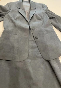 Custom Tailored Princeton Vintage Blazer Women's Blue Faux Suede Jacket 34 Chest - Picture 1 of 10