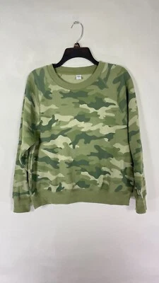 Old Navy Womens Sweatshirt Long Sleeve Crew Neck Green Camo Size Medium. - Image 1 of 4