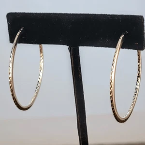 Orecchini Cerchio Sterling Inside Out Modello Diamante 1 1/2 - Foto 1 di 6
