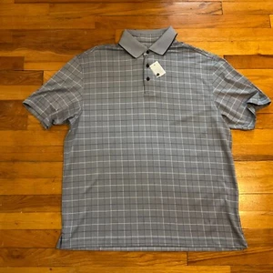 Jos A Bank Men's Extra Large XL Leadbetter Golf Polo Shirt Gray Black Plaid NEW - Picture 1 of 6