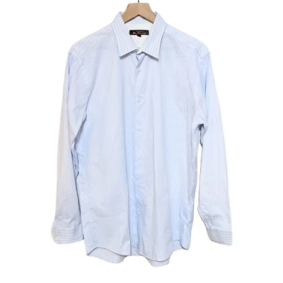 Camisa de vestir Ben Sherman 16 32-33 L azul a rayas con botones manga larga para hombre Foto 1 de 4