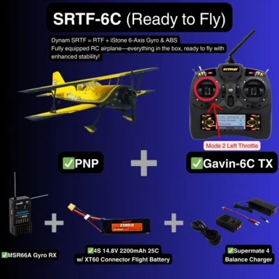 Dynam Pitts Python Model 12 Yellow 4S RC Aerobatic 3D Sport Biplane - Image 1 of 4