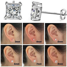 925 Sterling Silver Stud Earrings Women Men Genuine Cubic Zirconia Ladies Set CZ