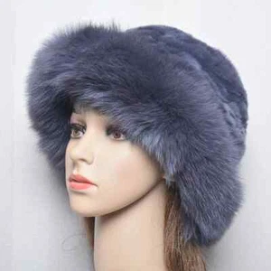 Women Winter Warm Natural Fur Hats Lady Knit Fur Cap Knitted Fluffy Real Fur Hat - Picture 1 of 35