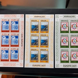 GIBILTERRA 1977/ MINIFOGLI - EUROPA, SERIE DI 3 MINIFOGLI INTEGRI MNH** - Imagen 1 de 2