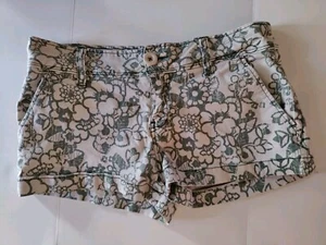 Aeropostale Tan with Green Floral Short Shorts Size 7/8 - Picture 1 of 6