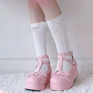 Scarpe da donna Mary Janes Med zeppa plateau tacco fibbia cinturino Creepers Lolita - Foto 1 di 5