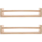 2 Pcs Wall-Mounted Placement Rack Kitchen Spices Wood Shelves Child Porch