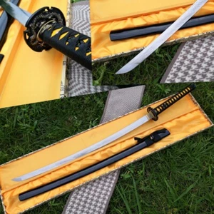 1095 Stahl Ton gehärtet japanisches Samuraischwert Katana Drache Tsuba schwarz Saya - Bild 1 von 9