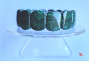 Bracelet Malachite naturelle, forme rectangle arrondi belle qualité LITHO-REIKI - Foto 1 di 4