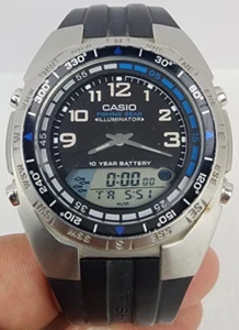 Casio Illuminator Fishing Gear Watch Moon Phase 3768 AMW-700 Working - Picture 1 of 11