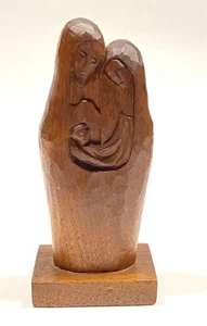 Vintage Hand Carved Wood Holy Family Sculpture • Jesus Mary Joseph By Oberlin - Picture 1 of 5