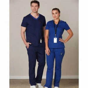 Dagacci Medical Uniform Women Men Scrubs Set Top Pants Seaform Blue Medium Large - Picture 1 of 23