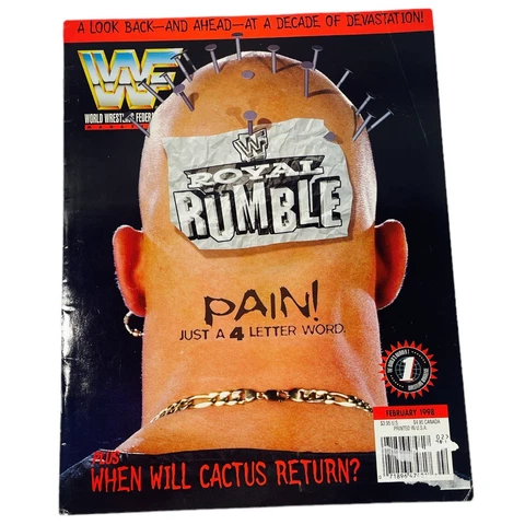 WWE WWF Magazine Feb 1998 Steve Austin Goldust Rock Shamrock Cactus Jack Poster Cover