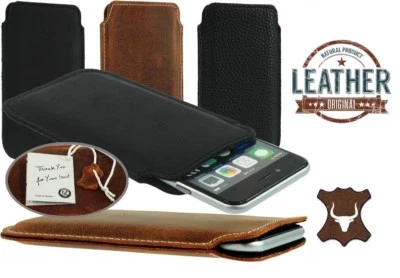 3C SLIM CASE COVER HANDMADE OF GENUINE LEATHER DURABLE SLEEVE POUCH FOR PHONES - Image 1 of 4