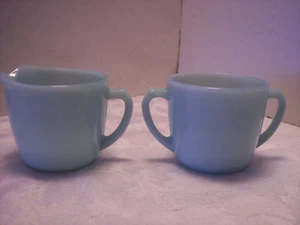 Vintage Fire-King Glass Delphine BLUE  2-PC. Set Creamer & Sugar bowl MCM 1950's - Picture 1 of 4