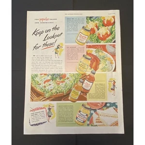 Vintage Print Ad Kraft Salad Dressings Miracle Whip Ephemera 1945 13.5" x 10.5" - Picture 1 of 2
