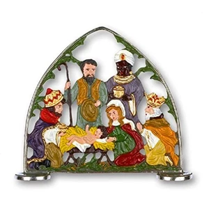 Three Kings with Gifts Standing Nativity Scene German Pewter Display Decoration - Picture 1 of 3
