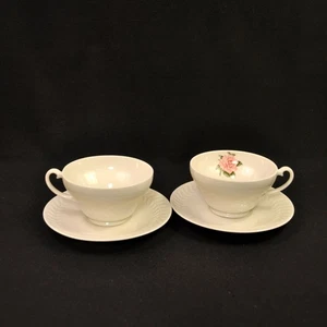 Limoges Theodore Haviland New York Set of 2 Cups & Saucers Rose Pink 1948-1956 - Picture 1 of 20