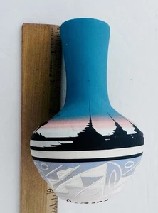 Navajo Indianer Südwesten Kunstkeramik Vase signiert Ron Arizona - Bild 1 von 14