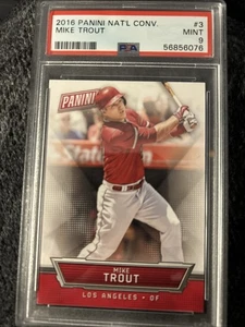Convención Nacional Panini 2016 #3 Mike Trout PSA 9 como nuevo Pop 7 3 superior - Imagen 1 de 2
