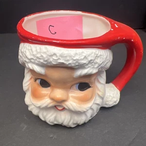 Tazza ceramica vintage Lefton Babbo Natale faccia occhi aperti 2542 adesivo originale C - Foto 1 di 13