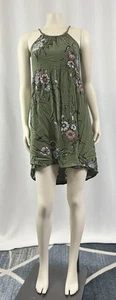Old Navy Olive Green Floral High/ Low Sundress Neck Button Rayon Girls L (10/12) - Picture 1 of 3