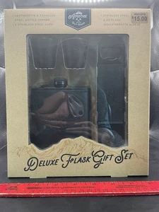 Adventure Out There Deluxe Flask Gift Set Drinkware Black 4 Piece Set - Picture 1 of 3