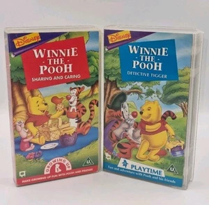 Winnie The Pooh VHS PAL Video Bundle X2 Tapes Sharing Caring & Detective Tigger - Picture 1 of 14