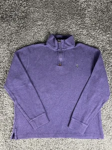 Polo Ralph Lauren 1/4 Quarter Zip Sweater Men Large Purple / Plum - Picture 1 of 10