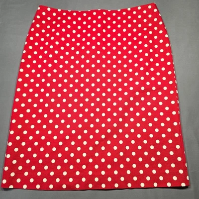 Talbots Red Polka Dot Mini Skirt Stretch Aline Slit Lightweight Women's Size 10 - Image 1 of 4
