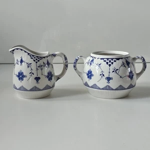 Freimaurer Eisenstein DÄNEMARK blau offene Zuckerdose ohne Deckel & Milch/Sahne 3,5" große Kanne - Bild 1 von 4