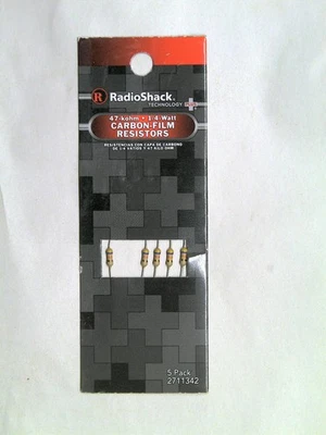 Radioshack 47k-ohm 1/4-watt Carbon Film Resistor (5-pack) - Image 1 of 2