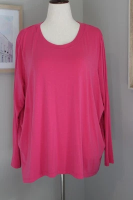 Top Athleta With Ease Manga Larga 1X Rosa Calce Relajado Mezcla Modal Foto 1 de 4