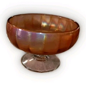 Antique Carnival Glass Iridescent Marigold Depression Glass Dish Candy Tricket  - Foto 1 di 9
