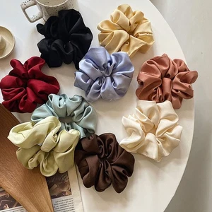 Elastic Rubber Band Silk Scrunchies Hair Band Headwear Solid Color Hair Ring - Picture 1 of 12